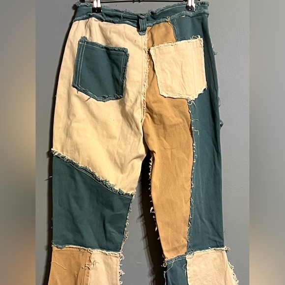 KTOO Grunge boho Patchwork Pant hippie Flare Pants size medium (26 waist) - Picture 5 of 12